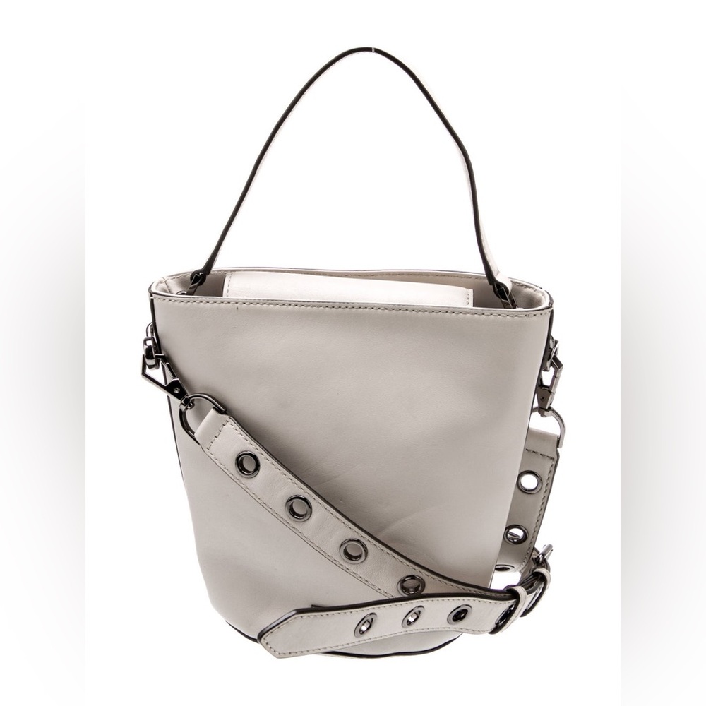 Rebecca Minkoff Mini Bucket Crossbody Bag in Stone with Multiple Strap Options